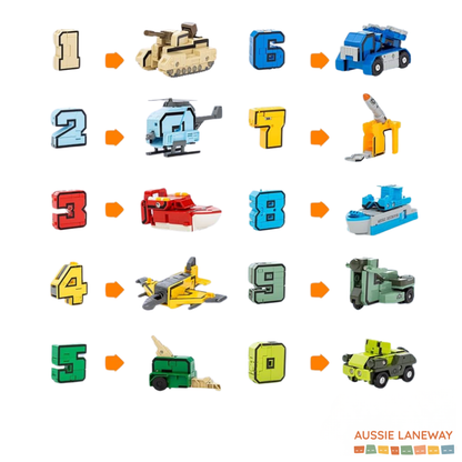 TRANSFORMA-Numbers - Learn Numbers & Military Vehicles!