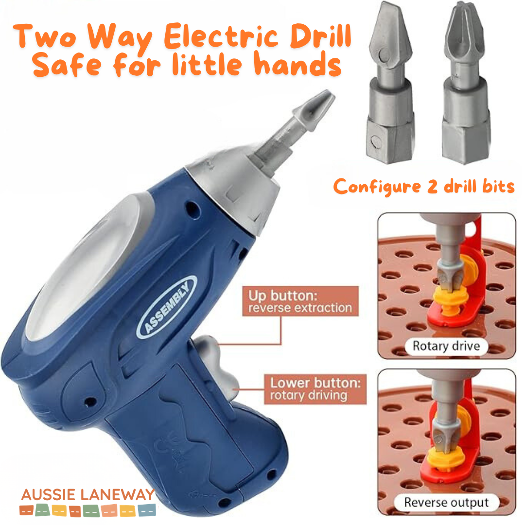 Kids Puzzle Toolbox With Kid-Safe Electric Drill