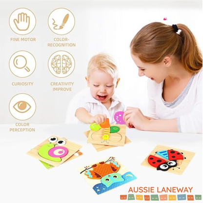 6 Pack Wooden Puzzle Set