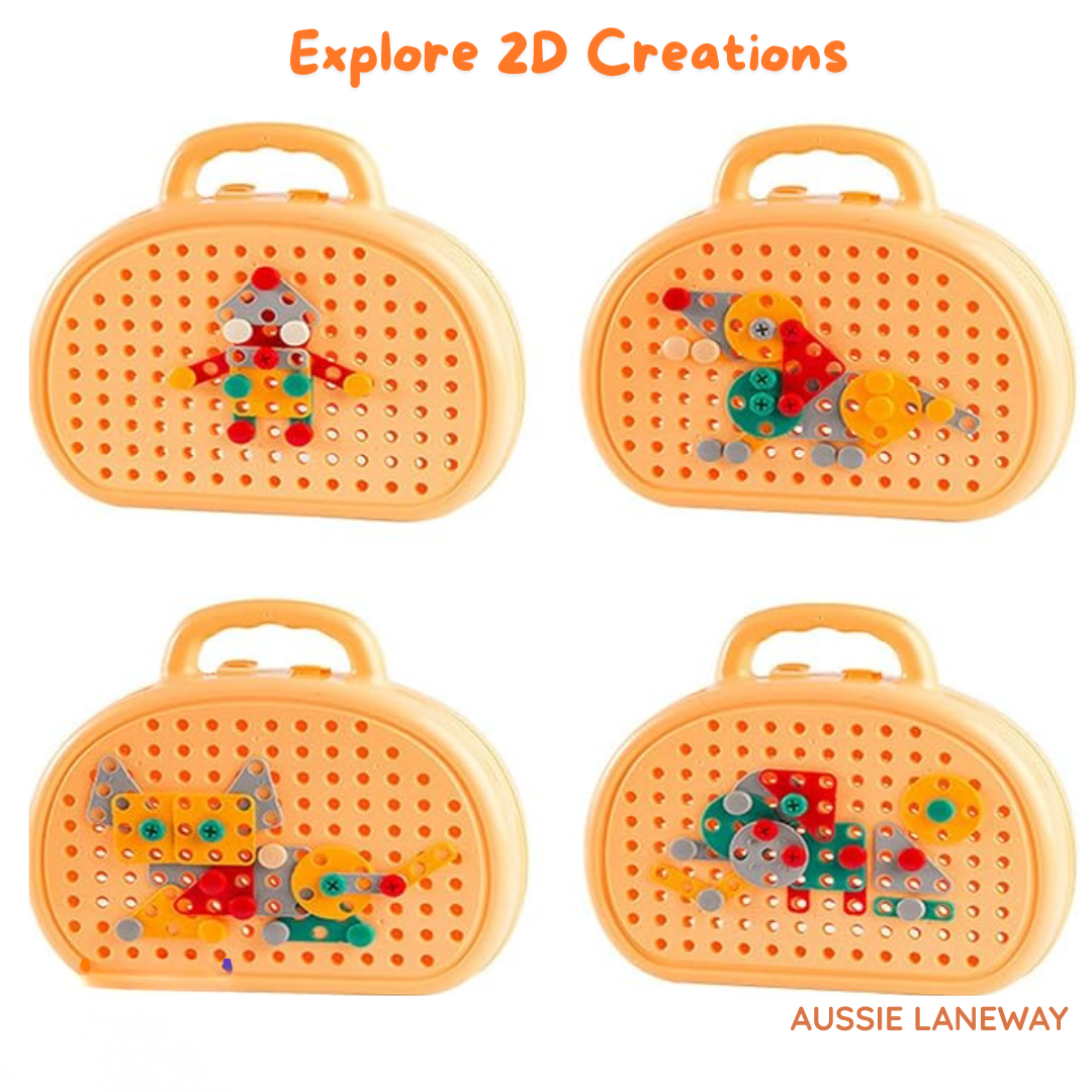 Kids Puzzle Toolbox With Kid-Safe Electric Drill