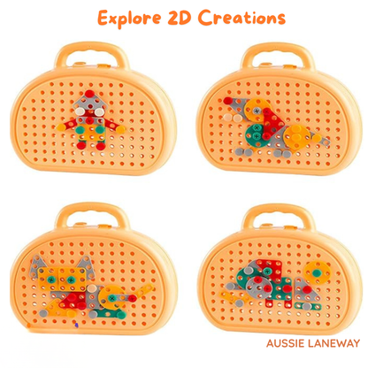 Kids Puzzle Toolbox With Kid-Safe Electric Drill