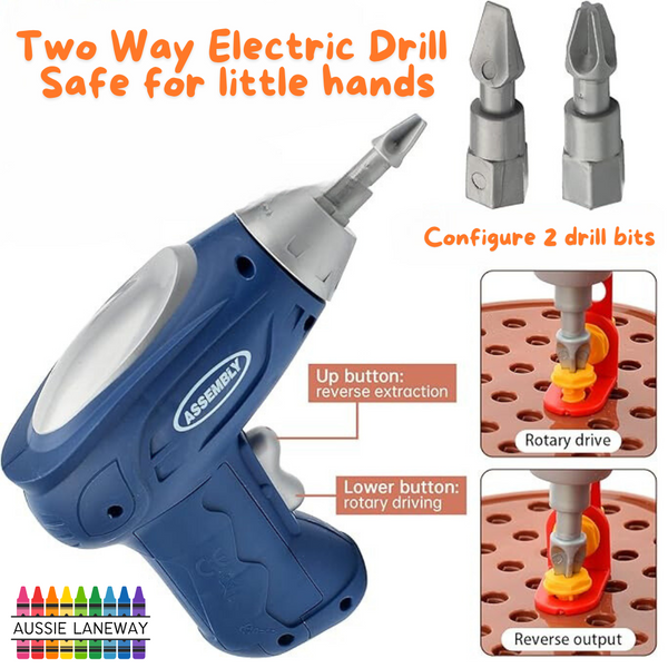 Kids Puzzle Toolbox With Kid-Safe Electric Drill